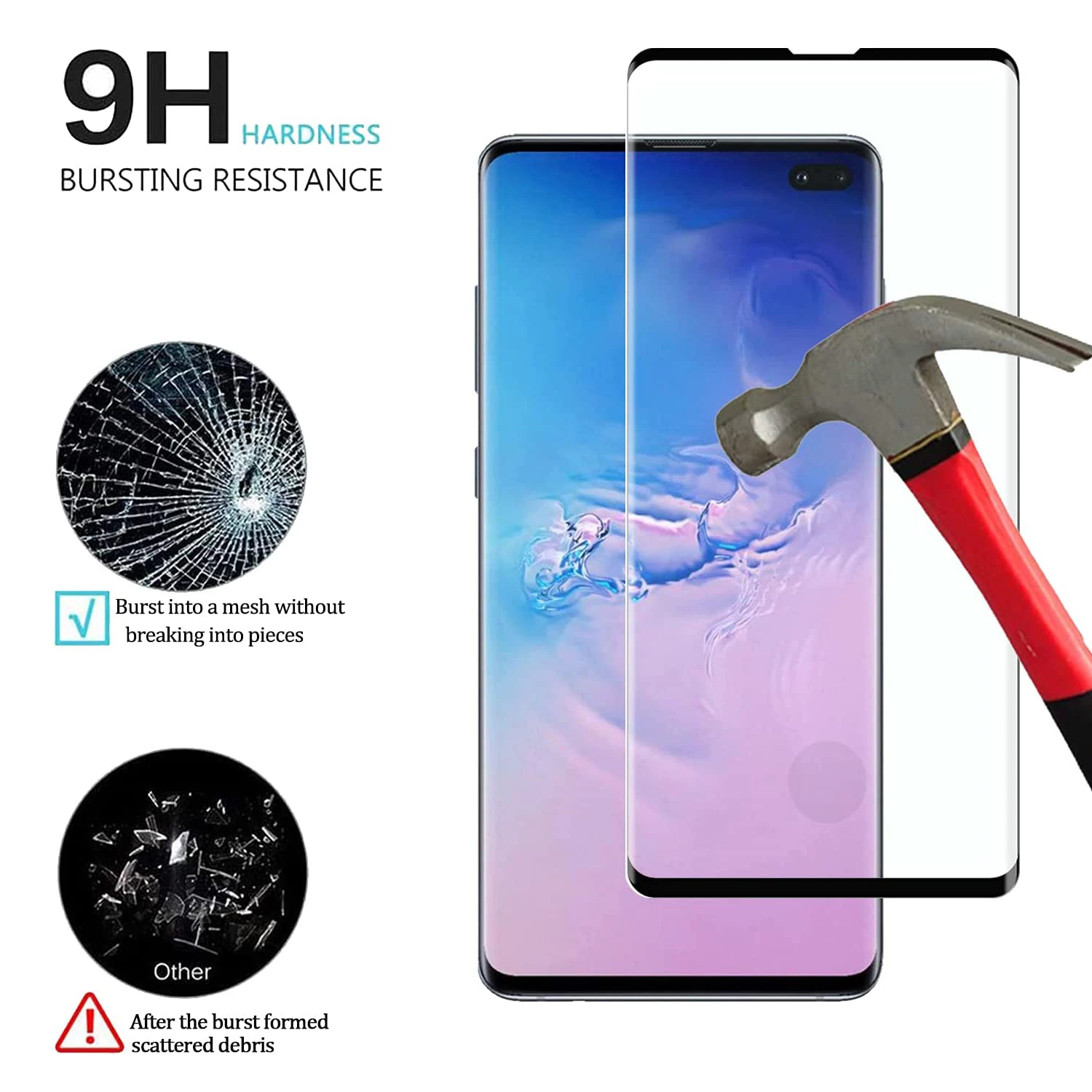 Film en verre trempé 9H pour Samsung Galaxy S10 + Plus, 2/4 pièces, protecteur d'écran incurvé HD anti-rayures