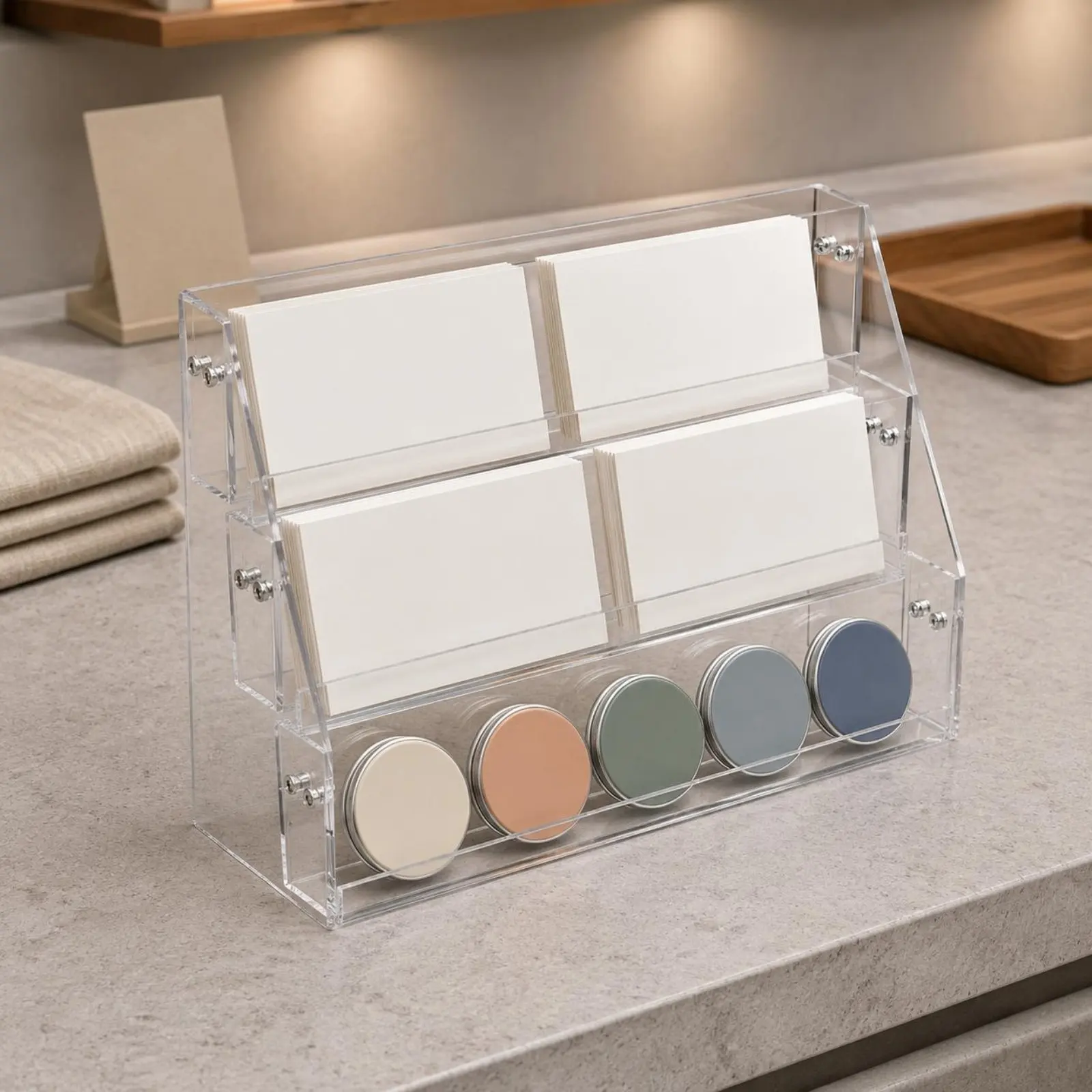 Collectible Display Holder Transparent Clear Acrylic Display Shelf 3 Tier Acrylic Riser Easy to Clean Multi-Layer for Desk