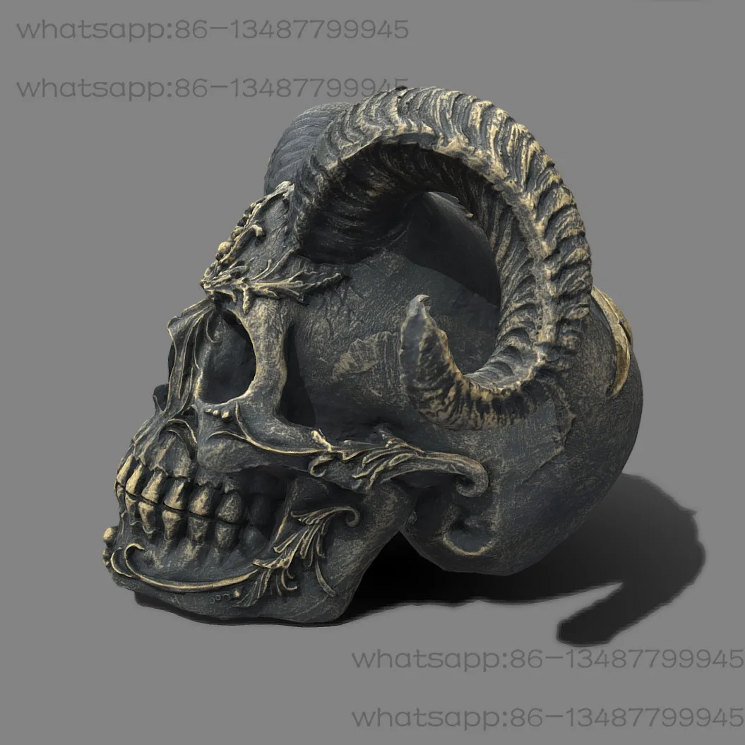 2026-New Gothic Style Horns Skull Statue Punk Satan Sculpture Ornament