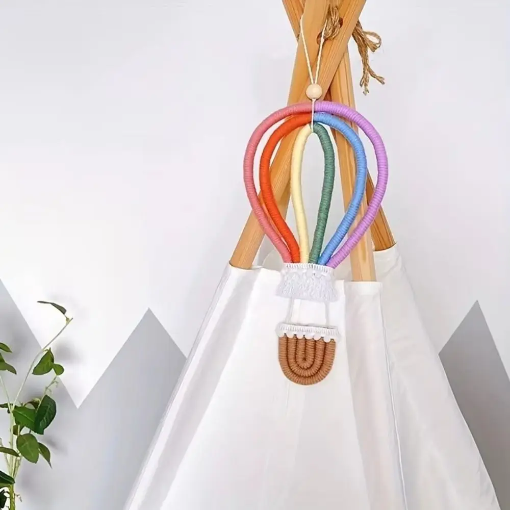 Nordic Style Rainbow Hanging Ornament Cotton Rope Colorful Hot Air Balloon Pendant Woven Texture Hanging Style