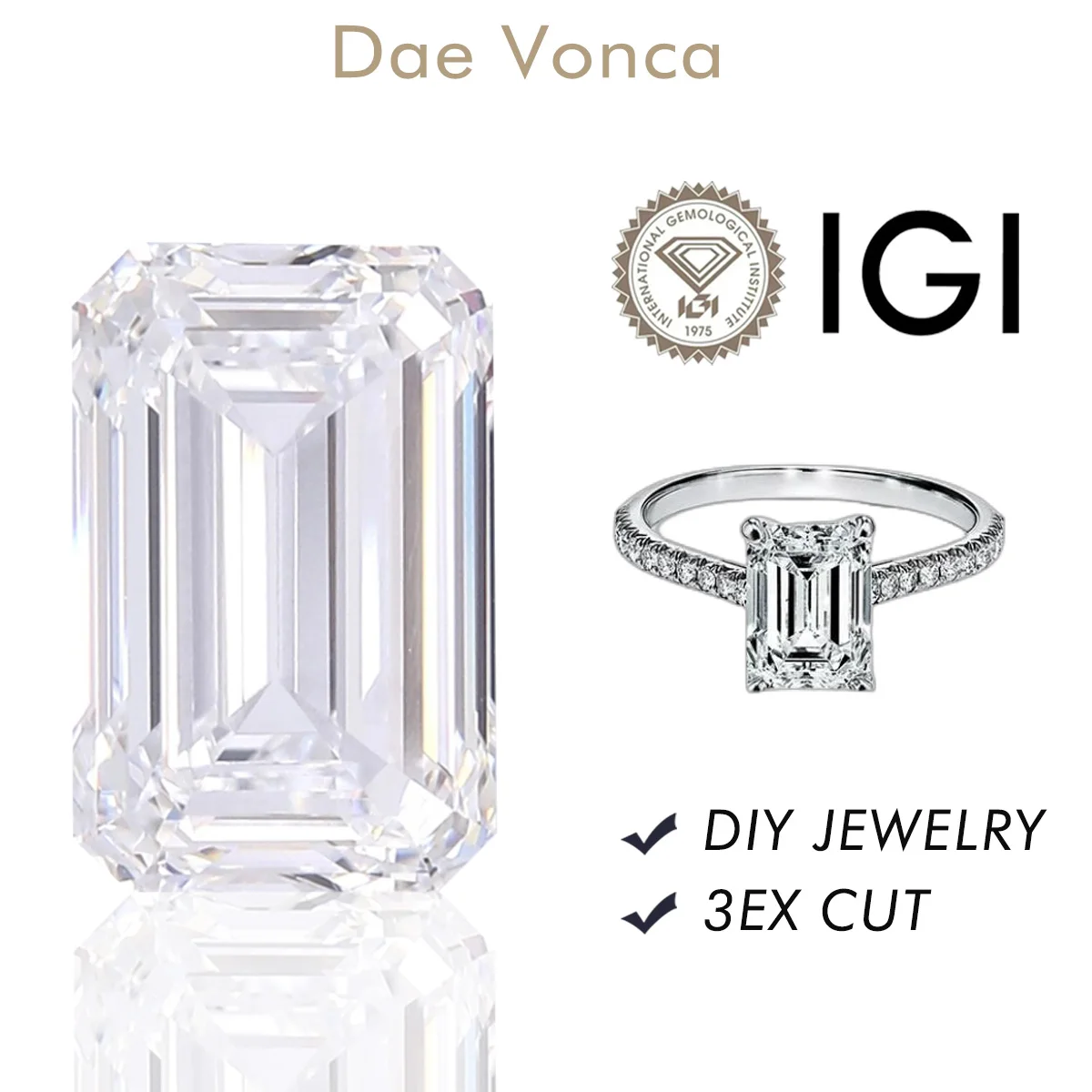 

Emerald Cut Lab-Grown Diamond CVD/HPHT DEF 0.3-3.0ct Loose Diamond VVS1 IGI Certificate Diamond For Fine Jewelry Made