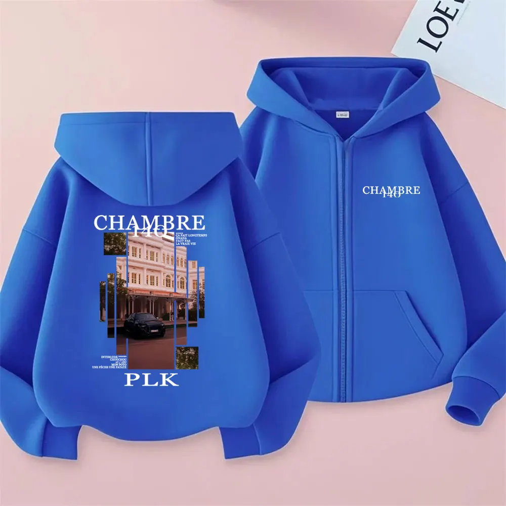 مغني الراب PLK Chambre 140 ألبوم الجرافيك قلنسوة بسحاب الرجال النساء الهيب هوب موضة موسيقى البوب زمم سترة معطف الذكور المتضخم هوديس