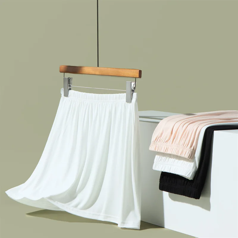 Women's base layer skirt with a white inner layer for preventing exposure, long summer safety skirt with anti-transparency linin