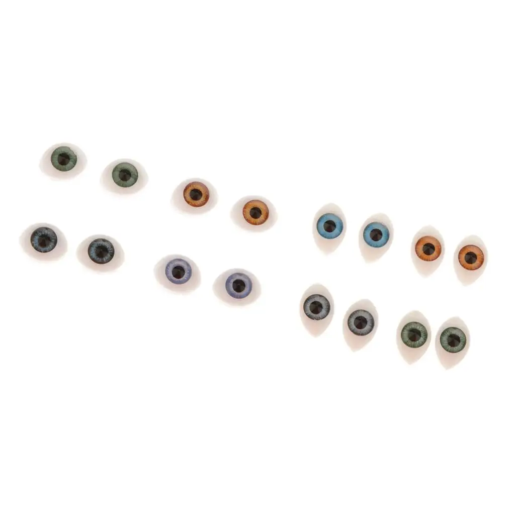 16 Pieces Plastic Oval Eyes Eyeballs Doll Bear Toy Making 5mm 6mm