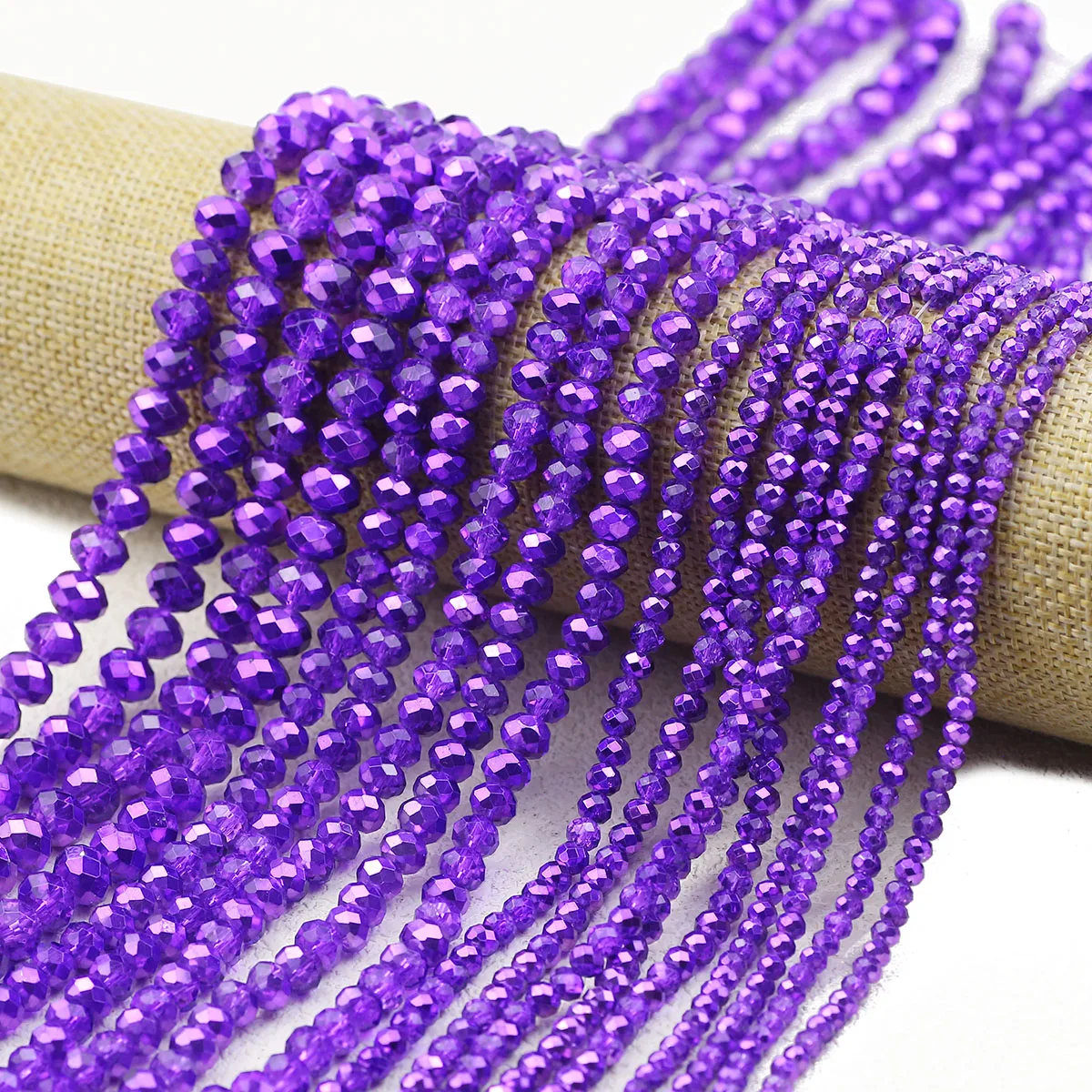 3/4/6/8mm Purple Austria Crystal Glass Beads Faceted Flat Round Spacer Loose Beads For Jewelry Making Bracelets DIY Accessories