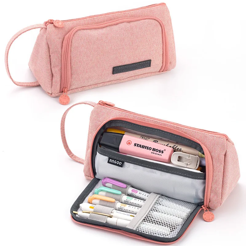 Imagem -06 - Multi Layer Xadrez Papelaria Storage Bolsa Pen Case Pencil Bolsa Grande Capacidade Cosméticos Viagens Simples