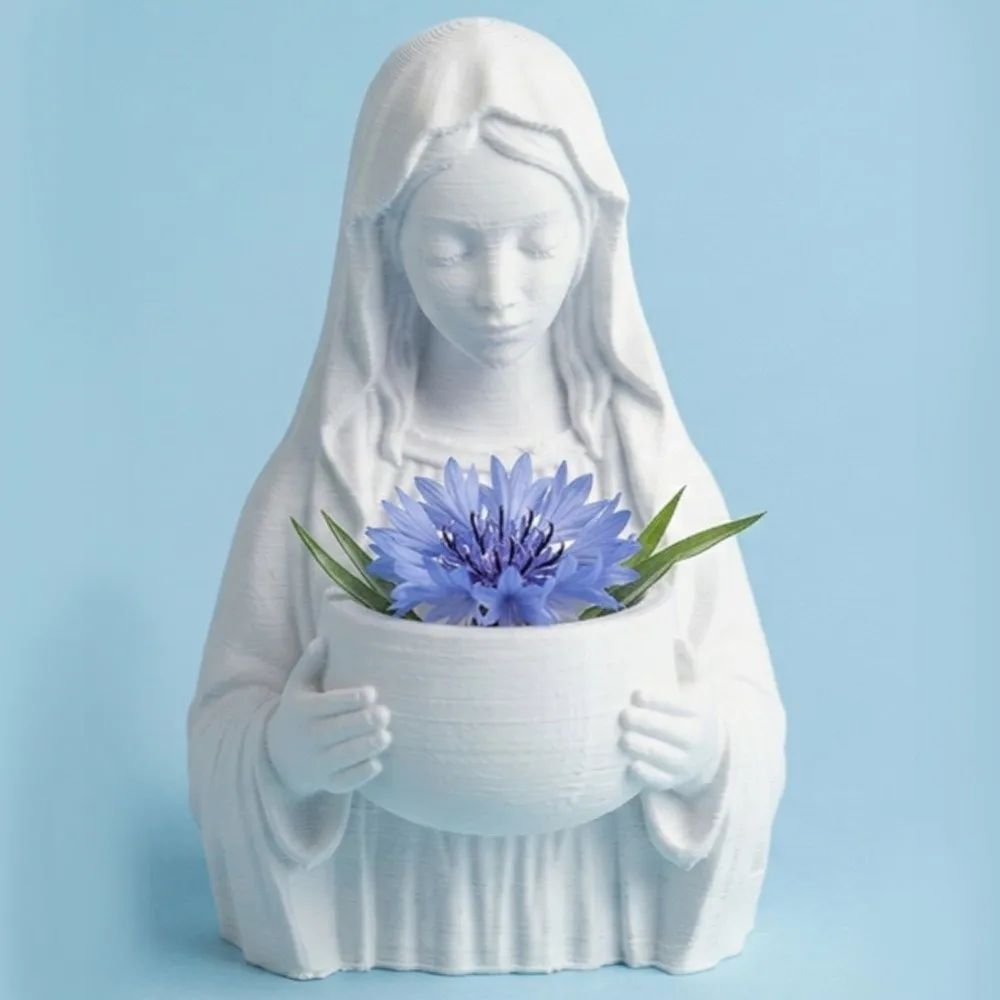 3D Printed Flower Pot DIY Jewelry Holder Pray Girl Statue Prayer Sculpture Decor Desktop Ornaments Indoor Desktop