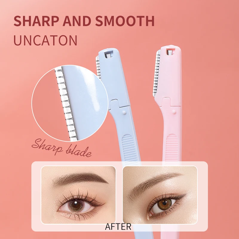 3-em-1 conjunto de ferramentas de maquiagem lâmina curvada tesoura, aparador, pinças beleza aço inoxidável cílios sobrancelha nariz removedor de pêlos navalha