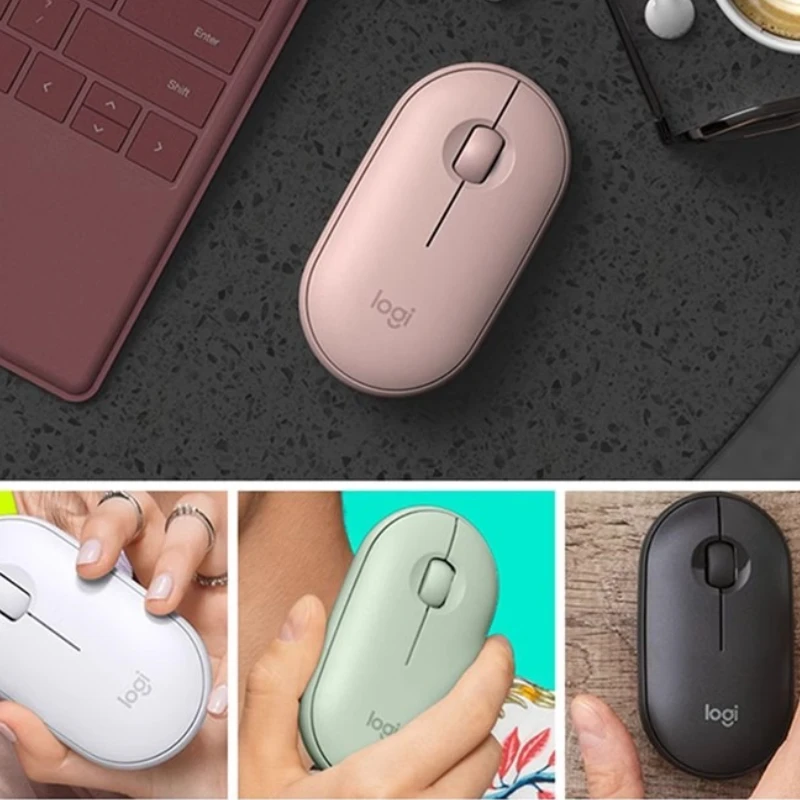 Logitech M350 Pebble - 1000 DPI, Bluetooth+2.4G Connectivity, Silent Clicks, 18-Month Battery, Lightweight Design