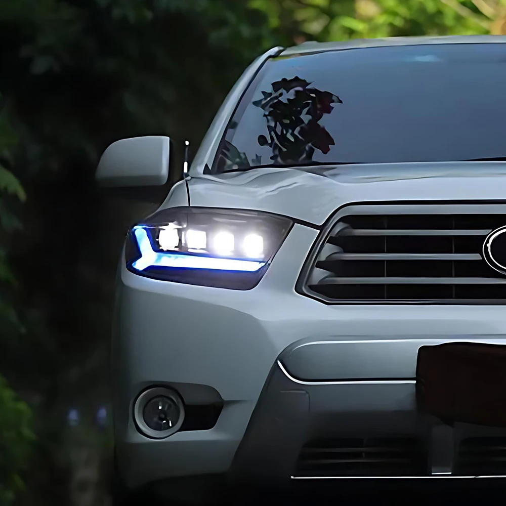 For Toyota Highlander 2009-2011 Front Headlights, Brand New Upgrade, LED Projection Quad Lens, Dynamic Light Design, Hot-Selling