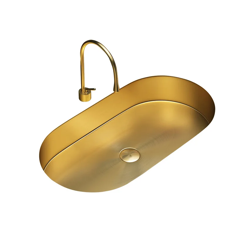 

New oval stainless steel under-counter basin high-end embedded wash basin