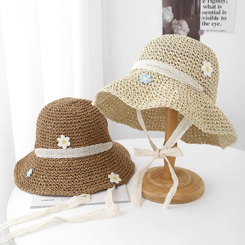 Sommer Hüte Für Frauen Süße Blume Mit Seil Nette Sonnenhut Faltbare Outdoor Casual Sonnenschirm Sonnencreme Strand Zubehör Meer