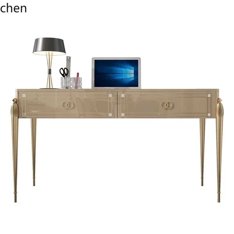 HT  Modern simple bedroom computer desk high-end home desk baking paint study integrated desk chair