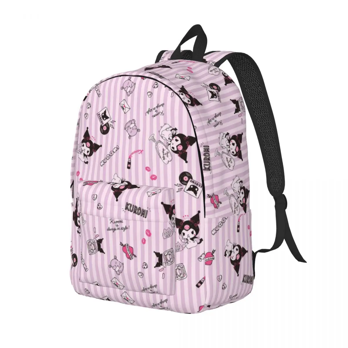 Cute Kuromi Teenage Backpack Logo Print Lightweight Student Hiking Travel Daypack for Men Women Laptop Computer Shoulder Bag