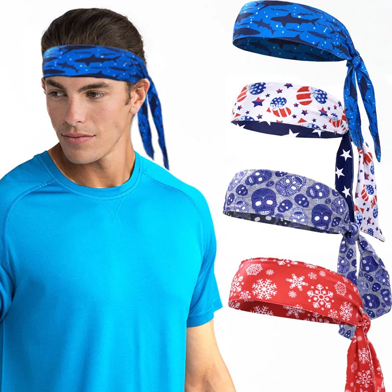 Opaski na głowę mężczyźni kobiety Ninja Karate opaski na głowę regulowane elastyczne Bandana opaski sportowe przywieszka do włosów tenis