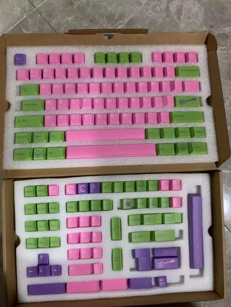 Imagem -06 - Gmk-cherry Profile Keycap Grupo Pbt Rosa Verde Roxo à Prova de Luz Compatível com Interruptor mx 64 75 84 96 980 140 Chaves por Conjunto