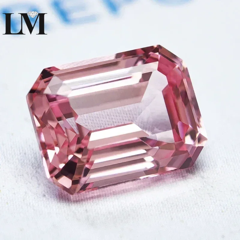 

Lab Padparadscha Emerald Cut Red Lotus Color Gemstone for DIY Jewelry,collect,gift Selectable AGL Certificatee