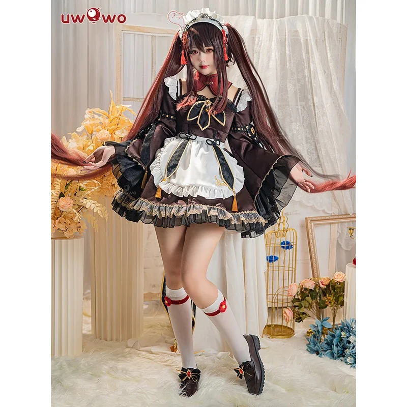 

qq28LQIN STOCK UWOWO Game Genshin Impact HuTao Hu Tao Halloween Maid Costume Christmas Outfit Dress Cosplay Role