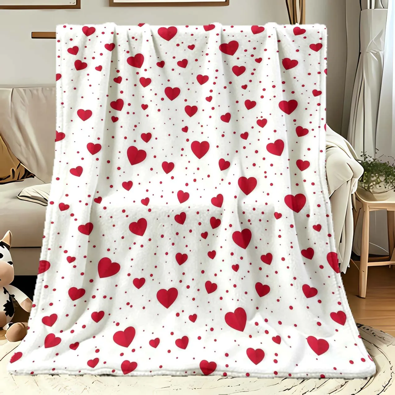 1pc Heart Pattern Flannel Blanket, a Gift Blanket for Family and Friends, Suitable for Naps, Office Use, Sofas, Beds, and as a S