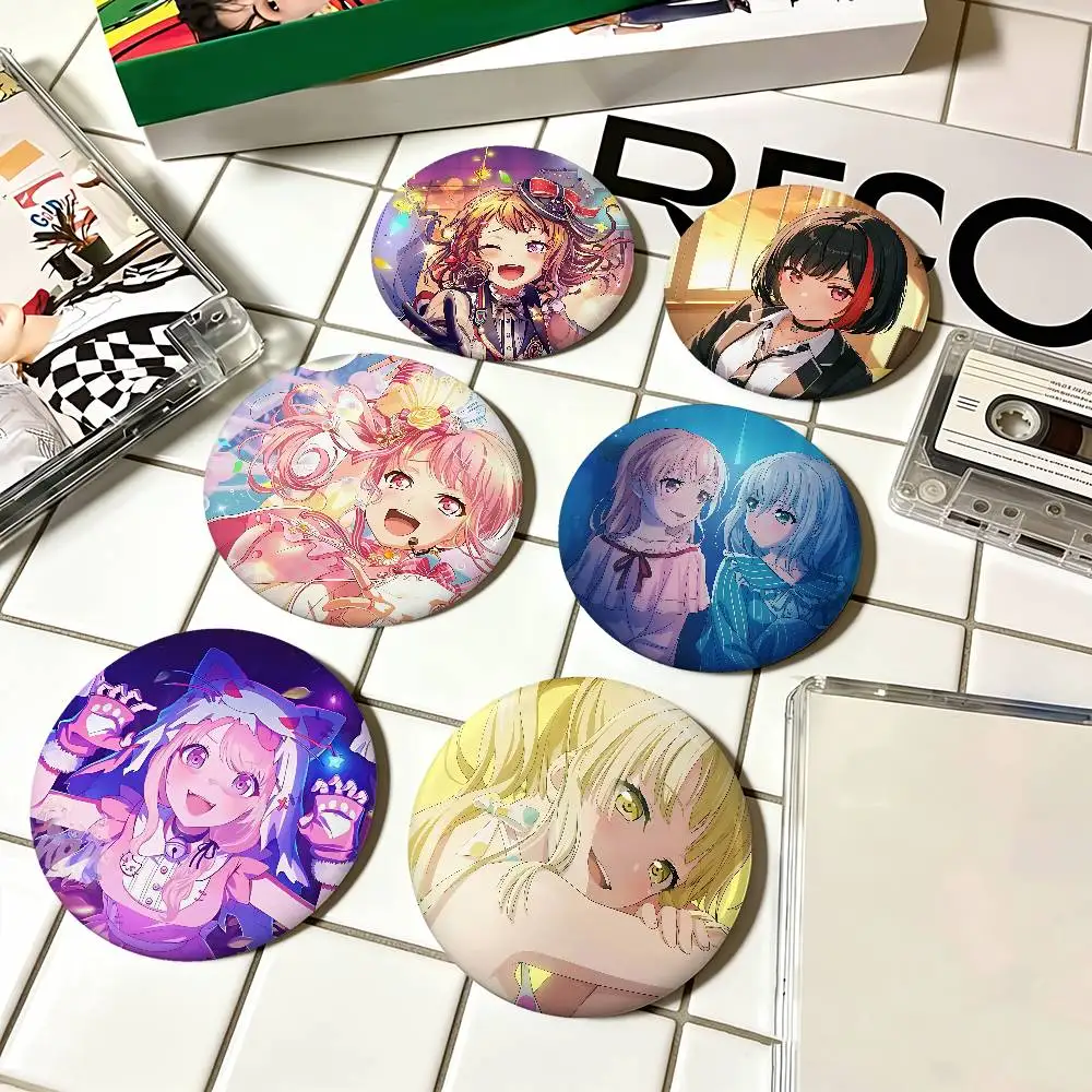 Singer B-BanG Dream! Anime Round Laser Badge Cartoon Brooch Clothes Backpack Accessories Lapel
