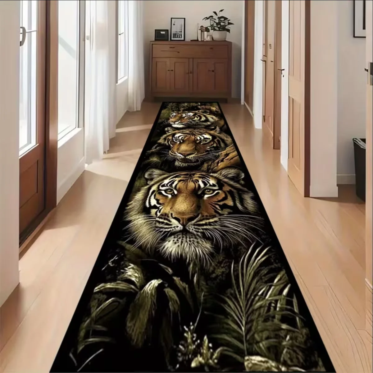 Jungle Tiger Head Runner Rug 2026 Wildlife Safari Hallway Decor Non-Slip Washable Carpet Soft Entryway Mat