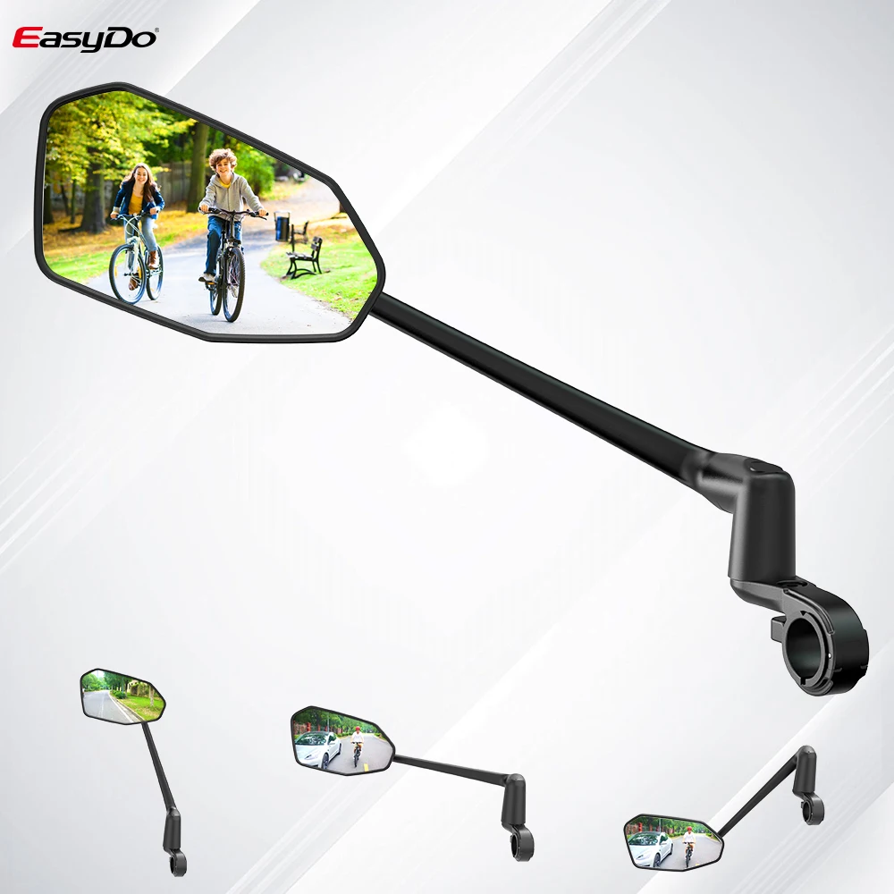 EasyDo Bike Mirror Electric Bike Handlebar Rearview Mirror with 360 Rotatable bike Extended Mirror Arm for Road Mountain Cycling