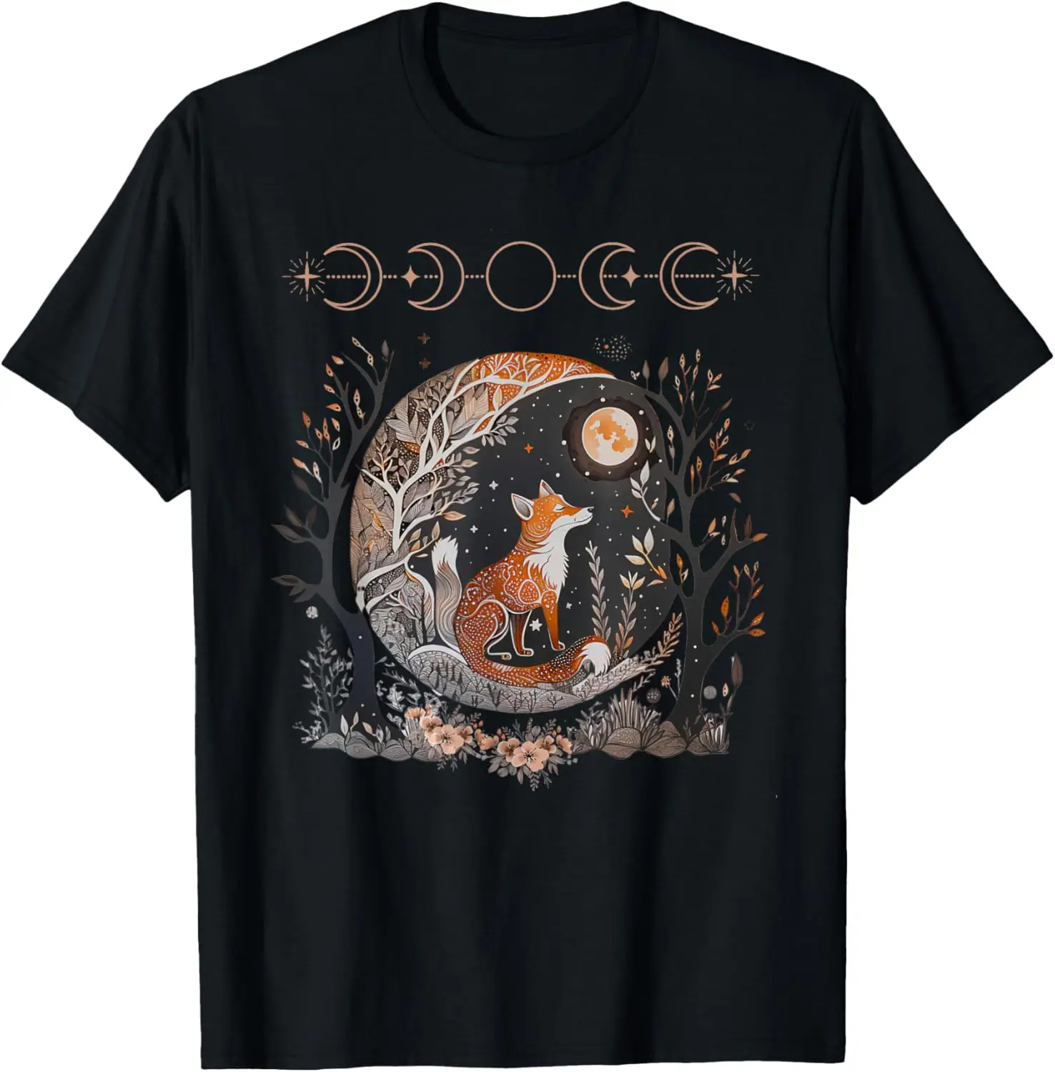 Mystical Fox Moon Cottagecore Aesthetic Graphic Tee Soft Breathable Casual T-Shirt for Women