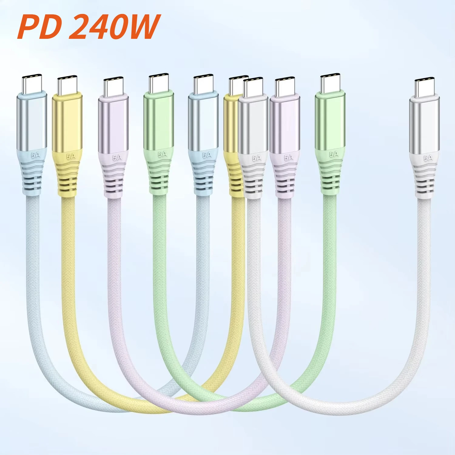 1m 2m Colorful PD 240W 5A USB C to USB-C Quick Charger Cable Android Type C Fast Charging Cable 100W 66W 27W Carplay lPhone15 16