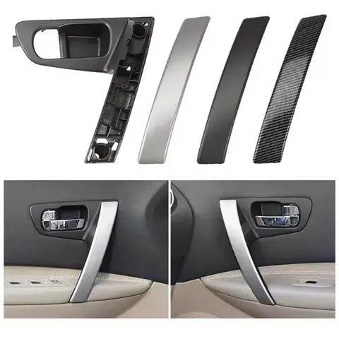 Internal Door Handle Cover Base Silver Black Carbon Fiber for Nissan QASHQAI J10 2007 2008 2009 2010 2011 2012 2013 2014 2015
