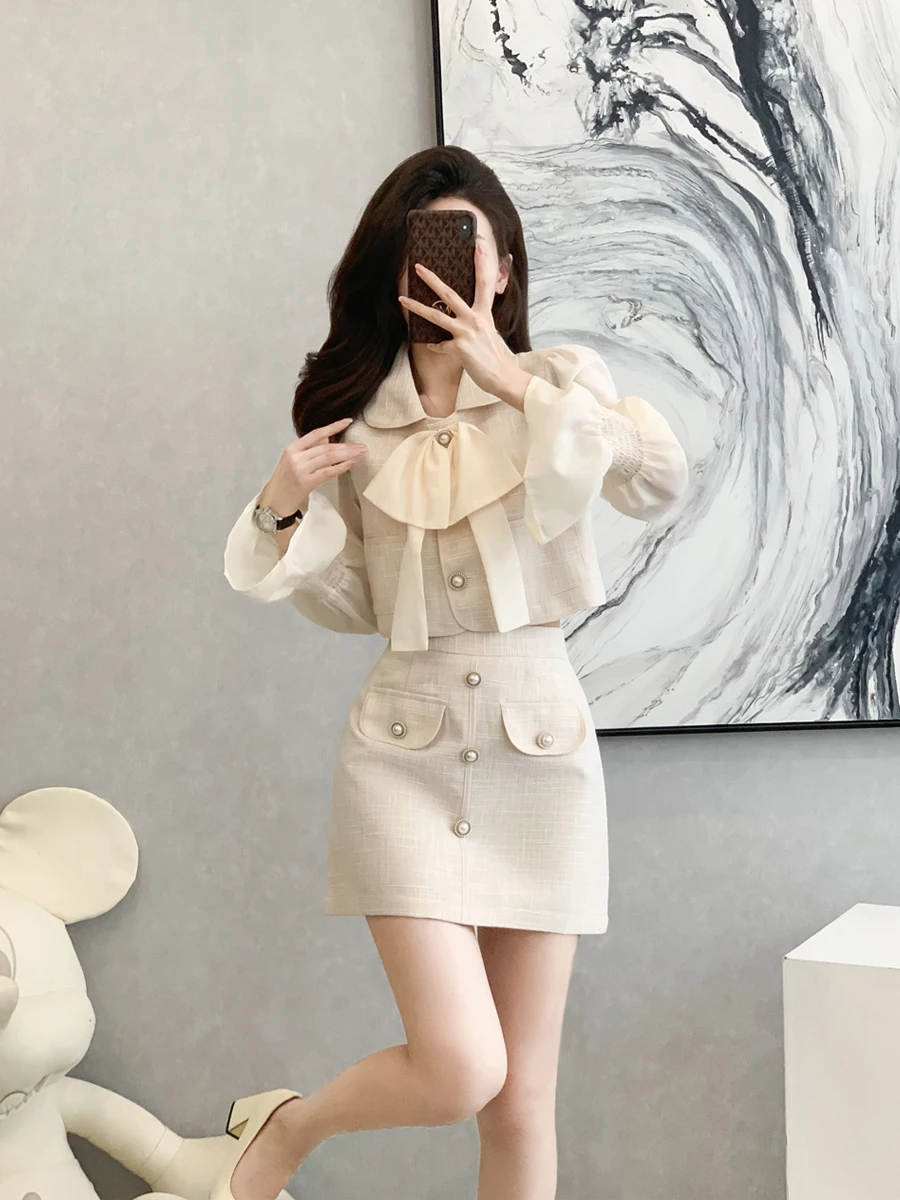 

Faionable Chinoiserie Sle Women's Two-Piece Set Early Autumn 2024 New Arrival Ele Sensation Skirt Ensemble