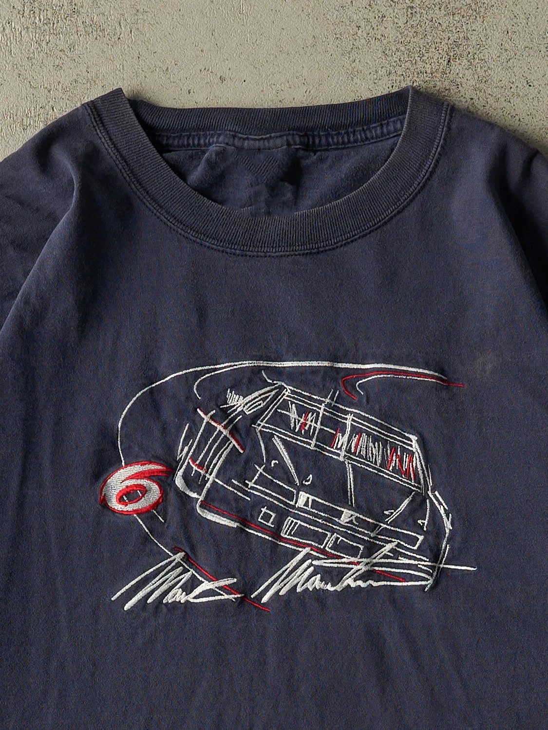 Vintage Mark Martin #6 NASCAR Line Art Car Graphic T-Shirt Cotton Men Women Streetwear Tee