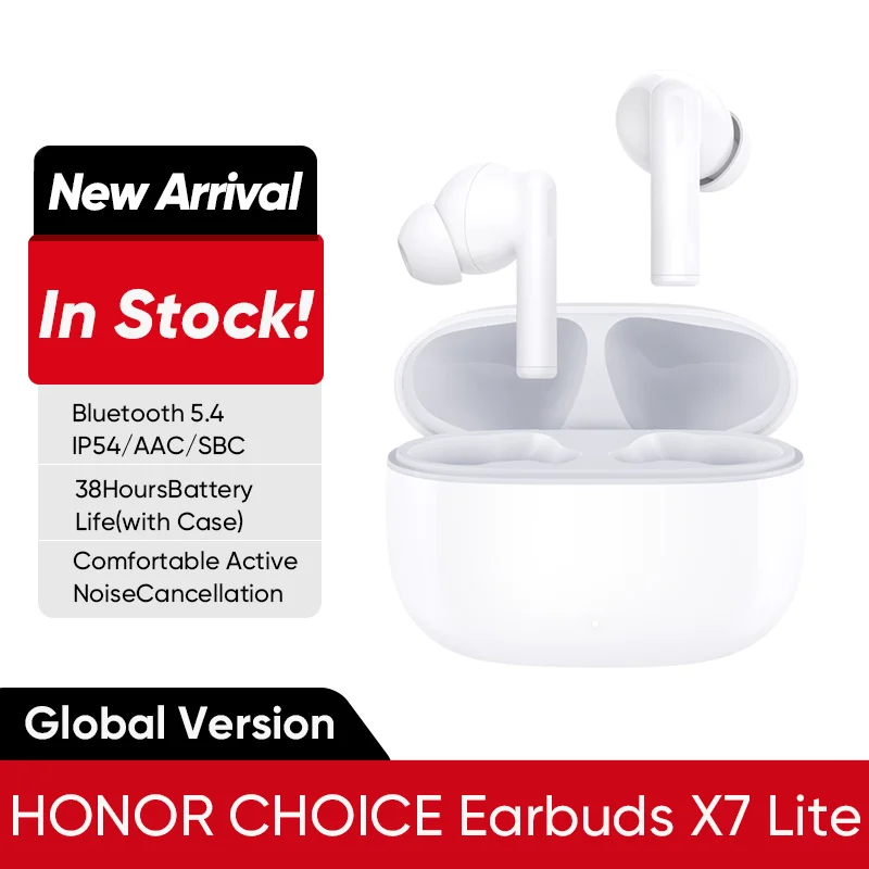 

HONOR CHOICE Earbuds X7 Lite Global Version TWS Earbuds Active Noise Reduction Bluetooth Earphone 38 H of playback IP54 BT5.4