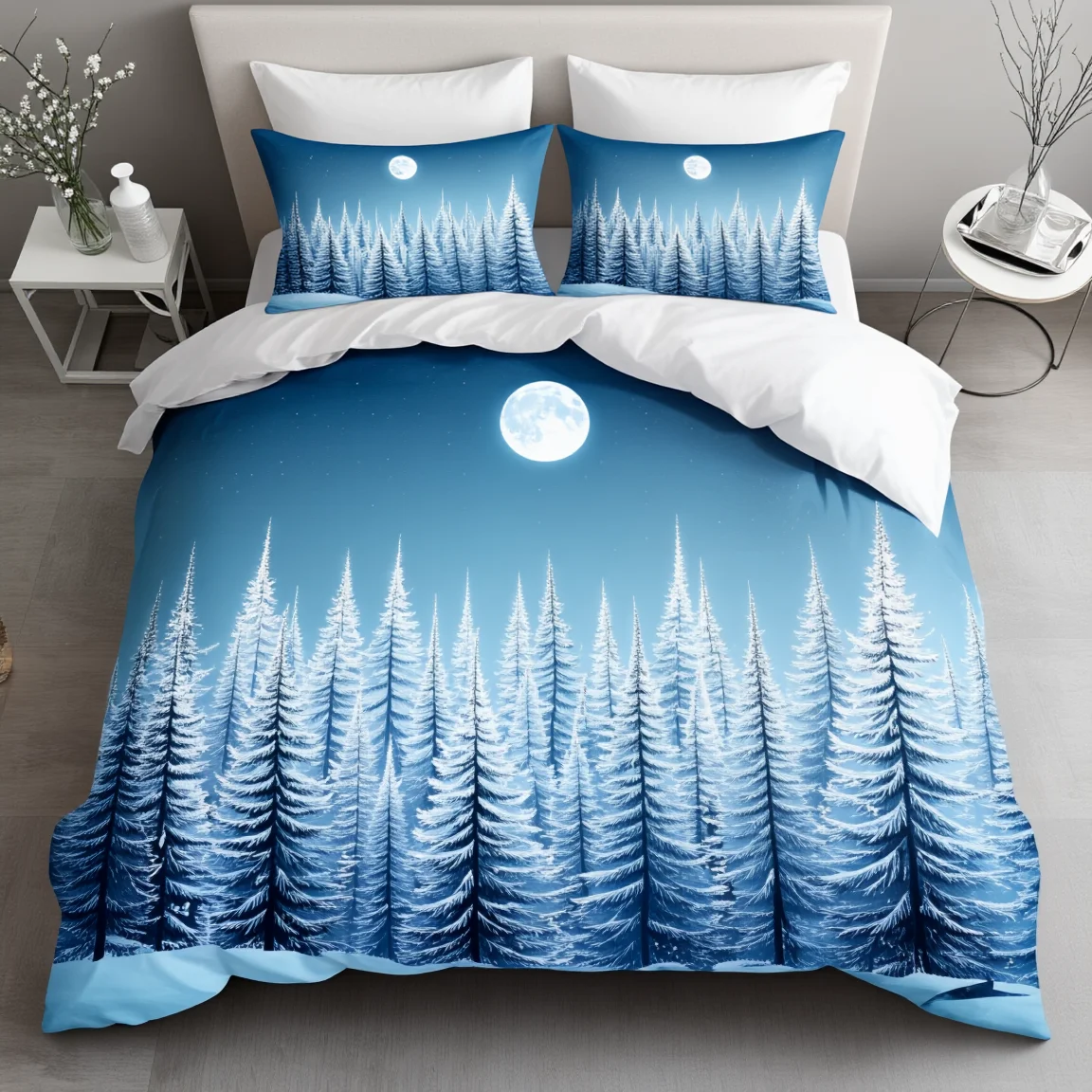 

Рождественский комплект постельного белья с блестящими кристаллами, 3 шт., полиэстер, морозный снежинка, пододеяльник с принтом, размер королевы, элегантный домашний декор для взрослых