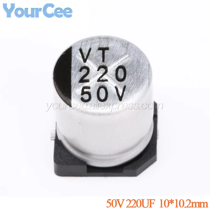 10pcs/2pcs 50V 220UF Capacitor SMD Aluminum Electrolytic Capacitors 10*10.2MM Capacitance