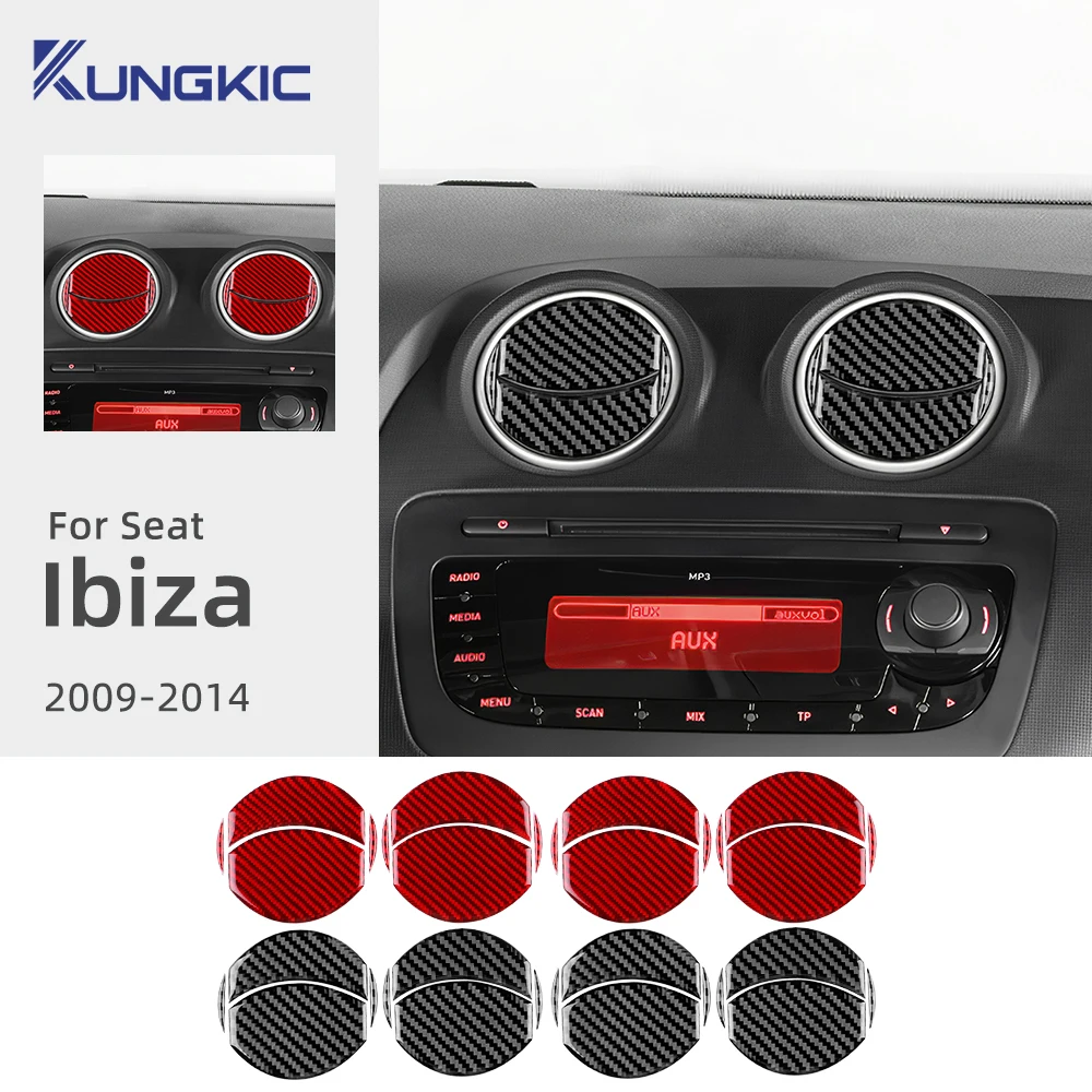 

For Seat Ibiza 6j 2009 2010 2011 2012 2013 2014 LHD RHD Car Center Console Air Outlet Panel Real Soft Carbon Fiber Sticker