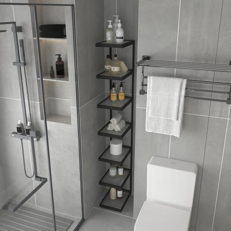 

Toilet crack rack floor to ceiling, bathroom toilet next to the toilet storage rack gap storage rack