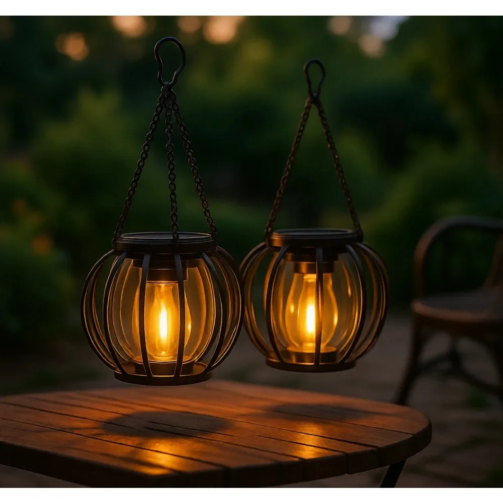 

Улучшенные металлические солнечные фонари (4 шт.), водонепроницаемые, с автоматическим включением/выключением, подвесные светильники для двора, патио, дорожек, сада