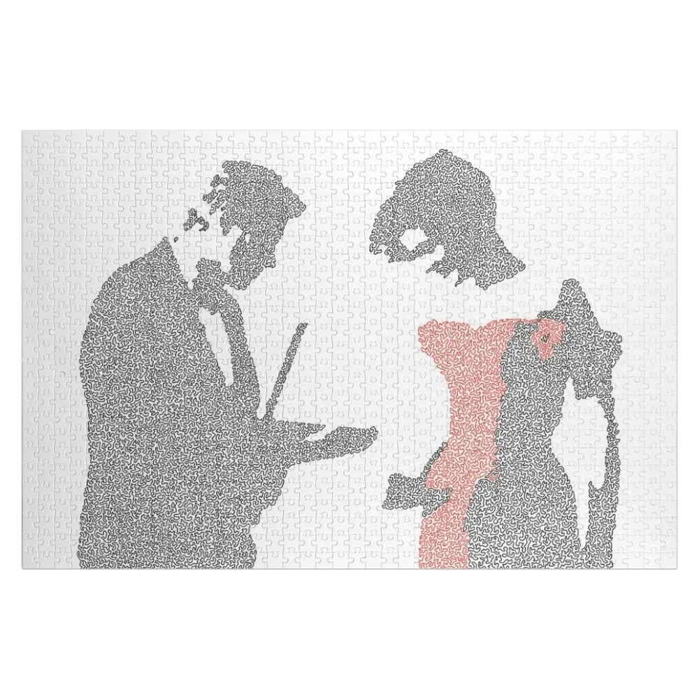 

Pretty woman scene made up of small curved shapes Jigsaw Puzzle Custom Wooden Compositions For Children Puzzle