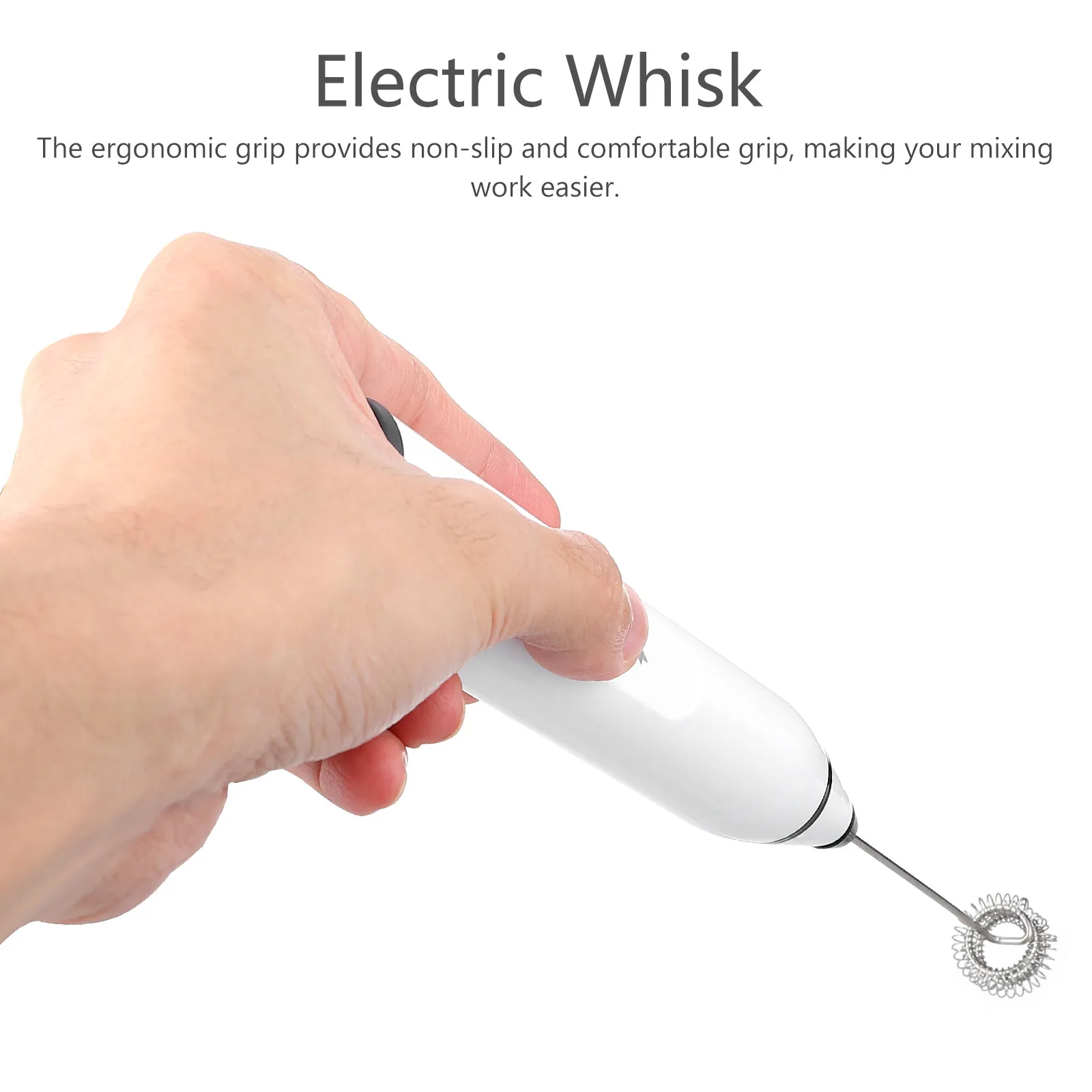 1Set Electric Milk Frother USB Stainless Steel Handheld Whisk Non-Slip Handle Multifunctional Mixer for Coffee DIY Cake Egg