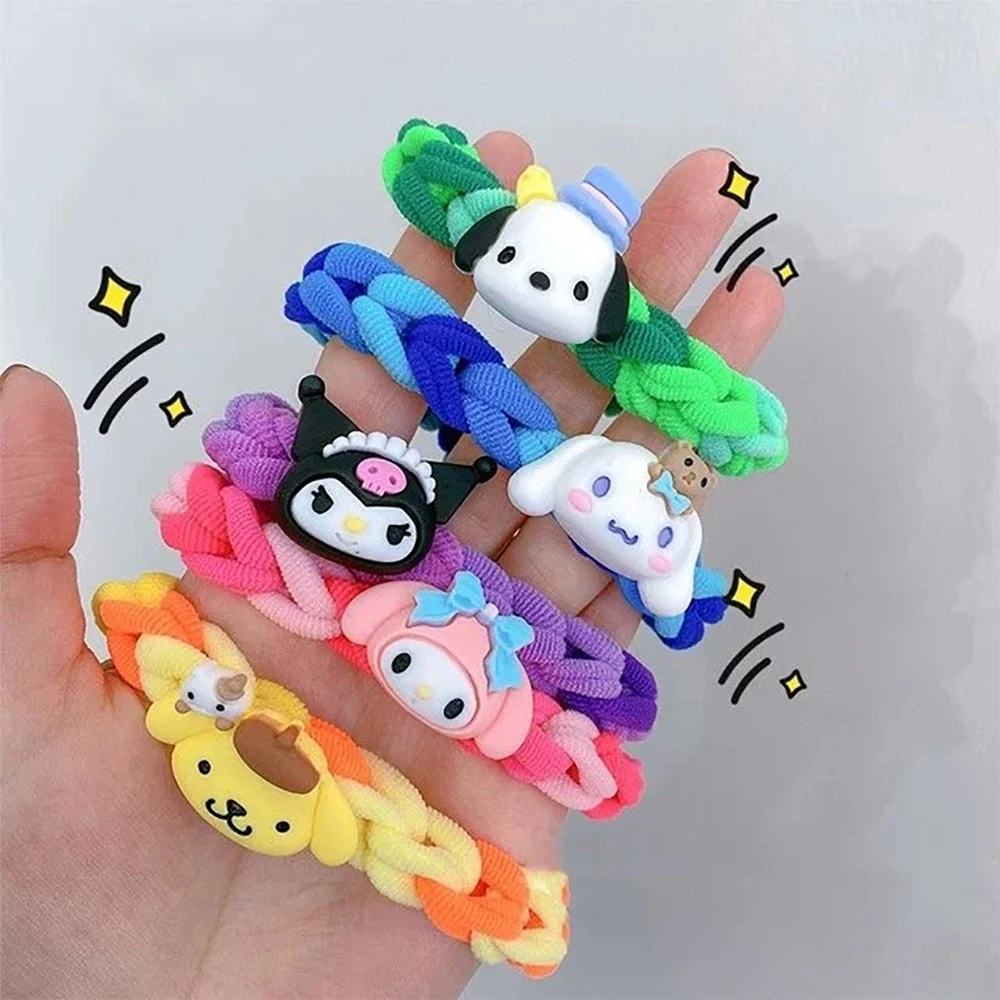 5 Pieces Set Sanrio Hello Kitty DIY Handcrafted Bracelet Y2k Girl Woven Hair Band Cinnamoroll Couple Bracelet Creative Gifts