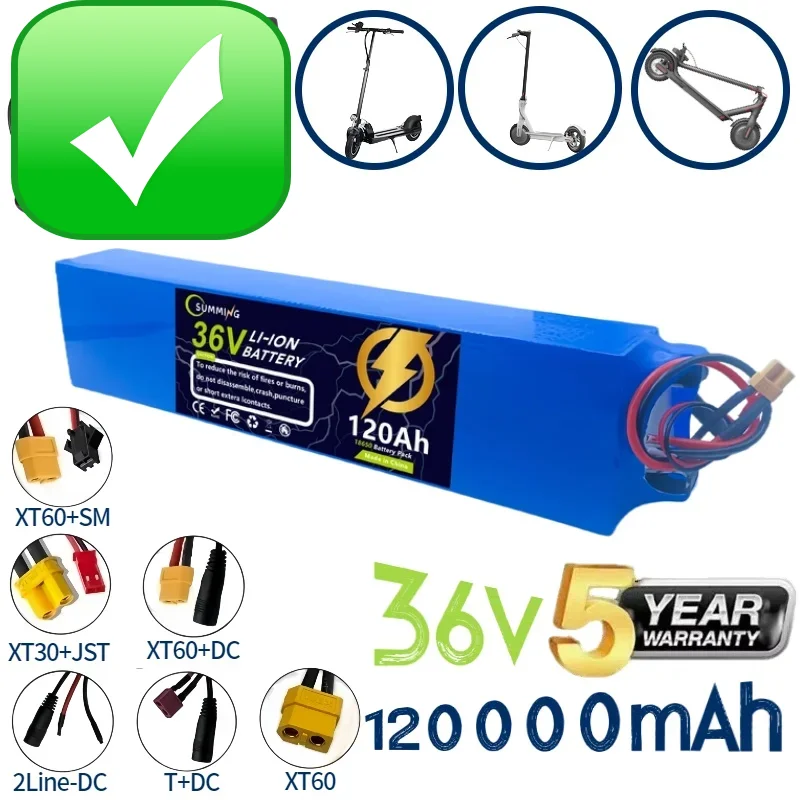 

NEW 10S3P 36V 120Ah 36vElectric Scooter Battery Pack18650 LithiumM365 Electric Scooter 36v BatteryScooter with Charger