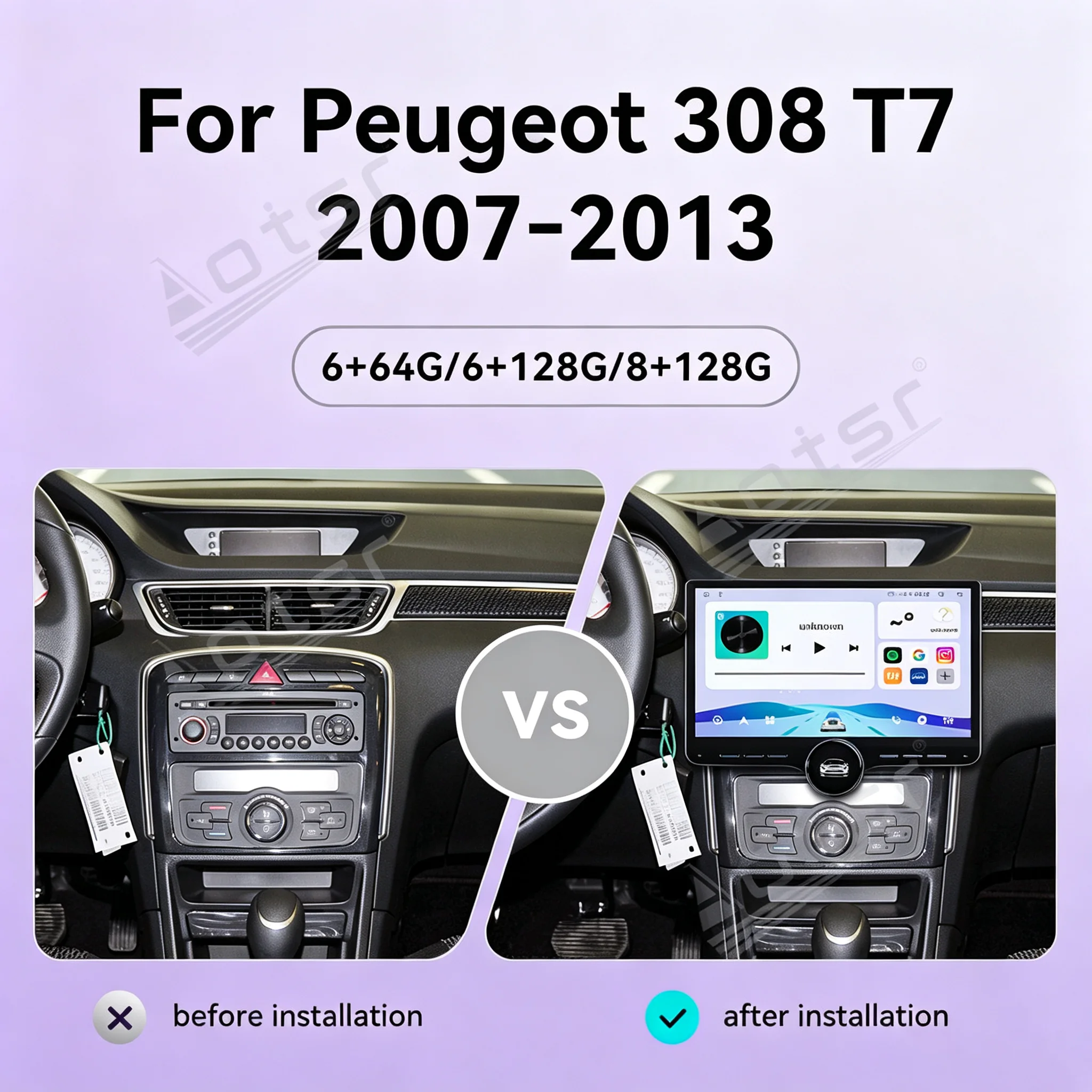 Radio Tape Recorder For Peugeot 308 2007-2013 11.5 Inch Android 15 Stereo Head Unit Car GPS Navigation Wireles Android Auto