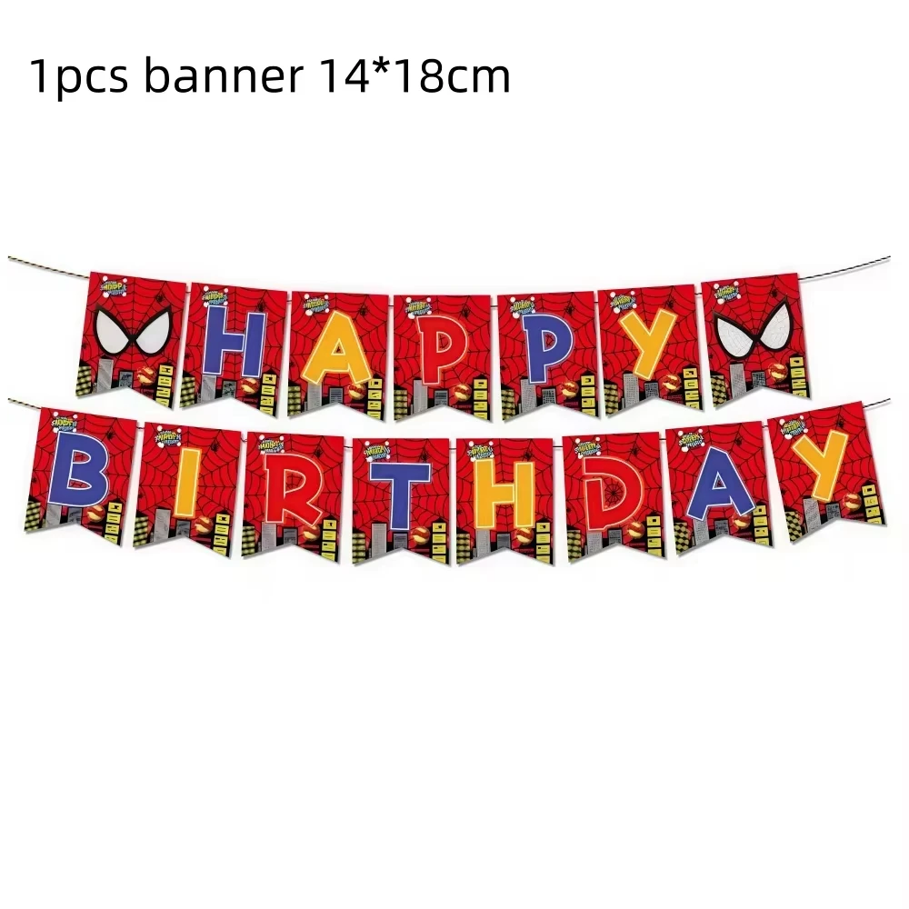 Spinnen-Geburtstagsparty-Dekoration, rotes Spidehero-Geschirrset, Tasse, Teller, Serviette, Banner, Luftballons für Partygeschenke, Geschenk, Babyparty – Detail 7