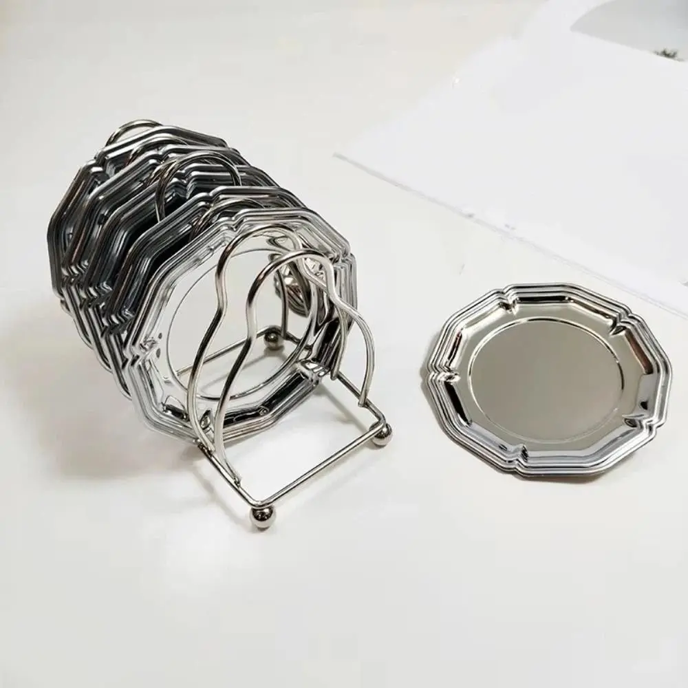 New Mirror Finish Stainless Steel Serving Tray Brushed Back Round Decorative Tray Silver Dessert Plate Home Party