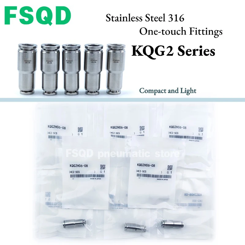 KQG2H04,KQG206,KQG2H08,KQG2H10,KQG2H12,KQG2H16-00,06,08,10,12 FSQD  Pneumatic Components 316 Joint Connector KQG2H Series