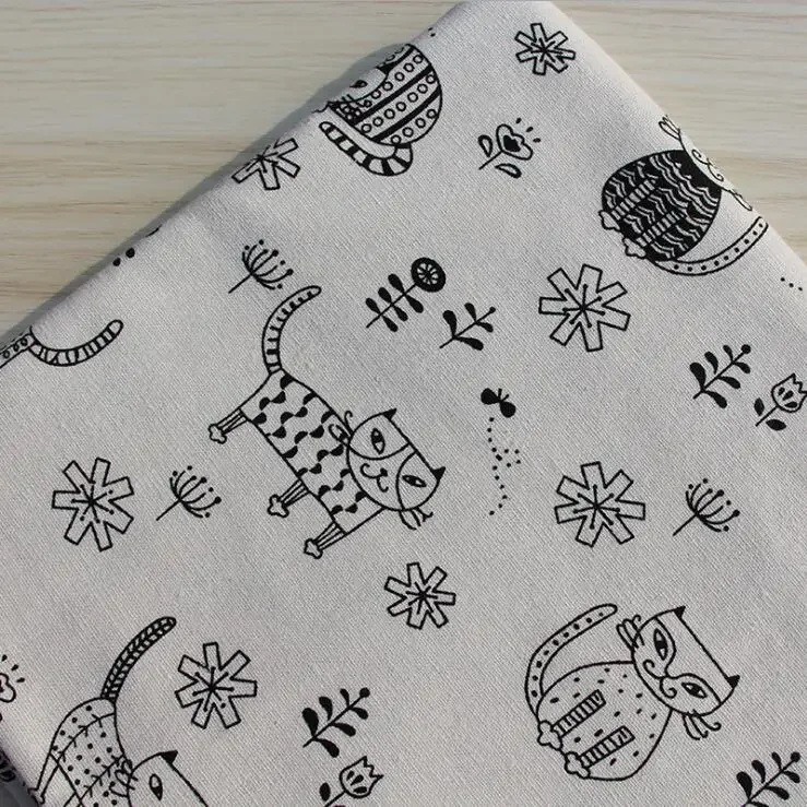 

Cotton and linen fabric Blend printed cats cotton fabric DIY sofa curtain tablecloth home decor cotton fabric