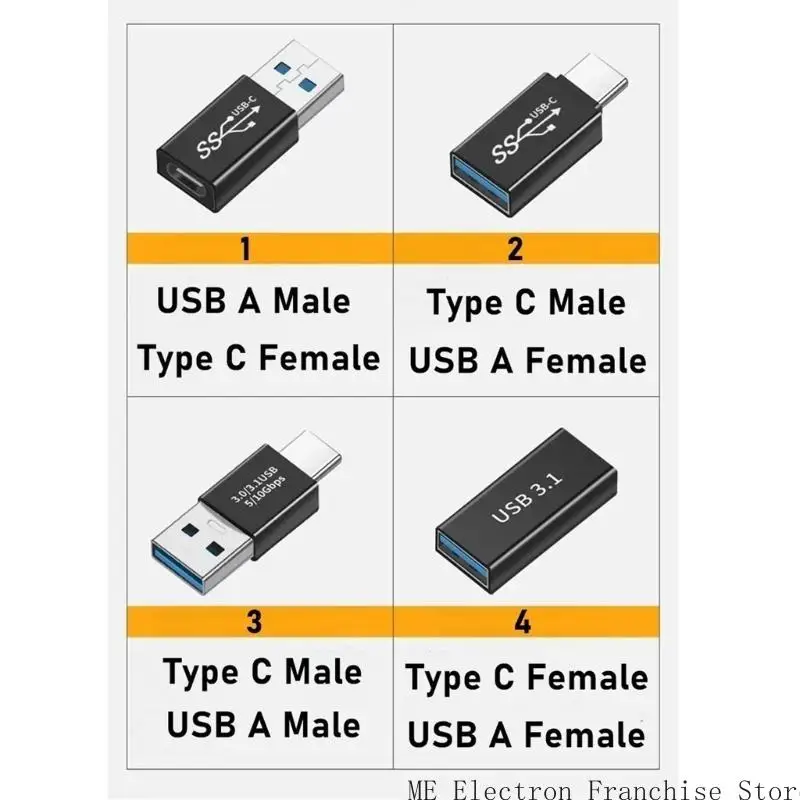 빠른 데이터 동기화 및 충전을위한 T5EA USB 3.1 to Type C 어댑터 수컷 여성 커넥터