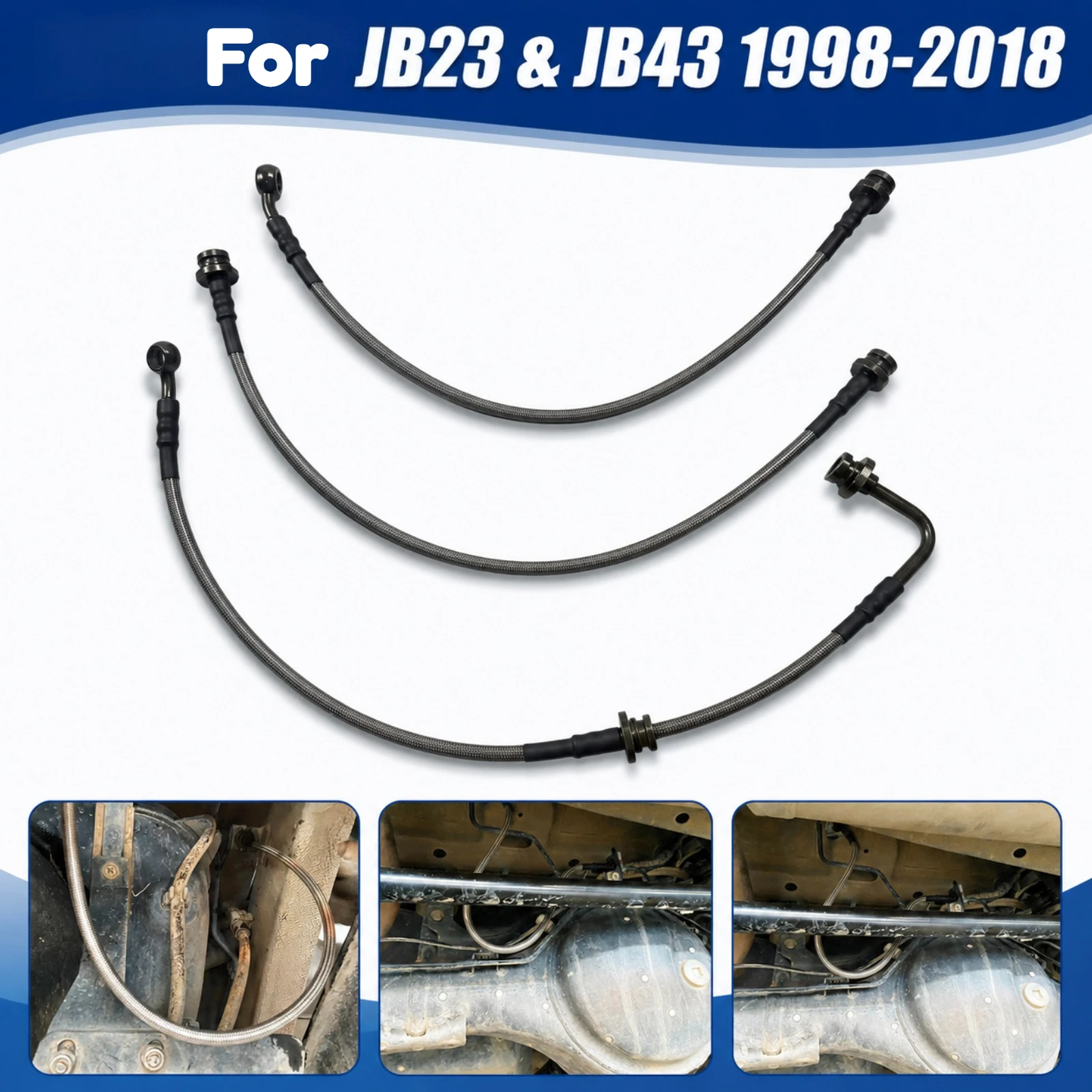 3pcs Car Extend Brake Hose 2 Inches Lift Kit For Suzuki Jimny JB43 JB23 1998-2018 Extended Brake Line With Steel-tubing