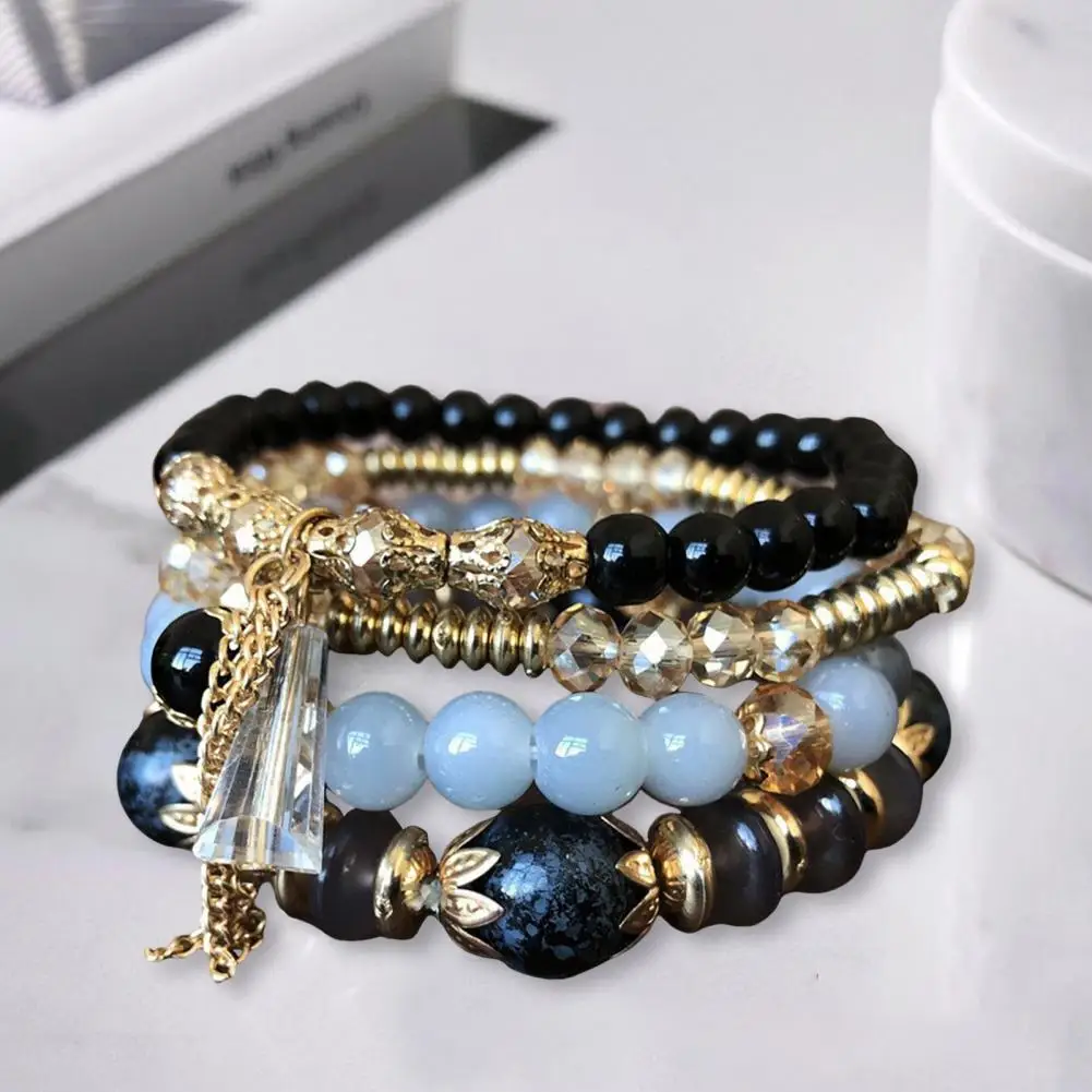 Ethnic-inspired Arm Candy Bohemian Style Multi-layered Bracelet Set with Faux Pendants for Women Stackable Jewelry Set for Her