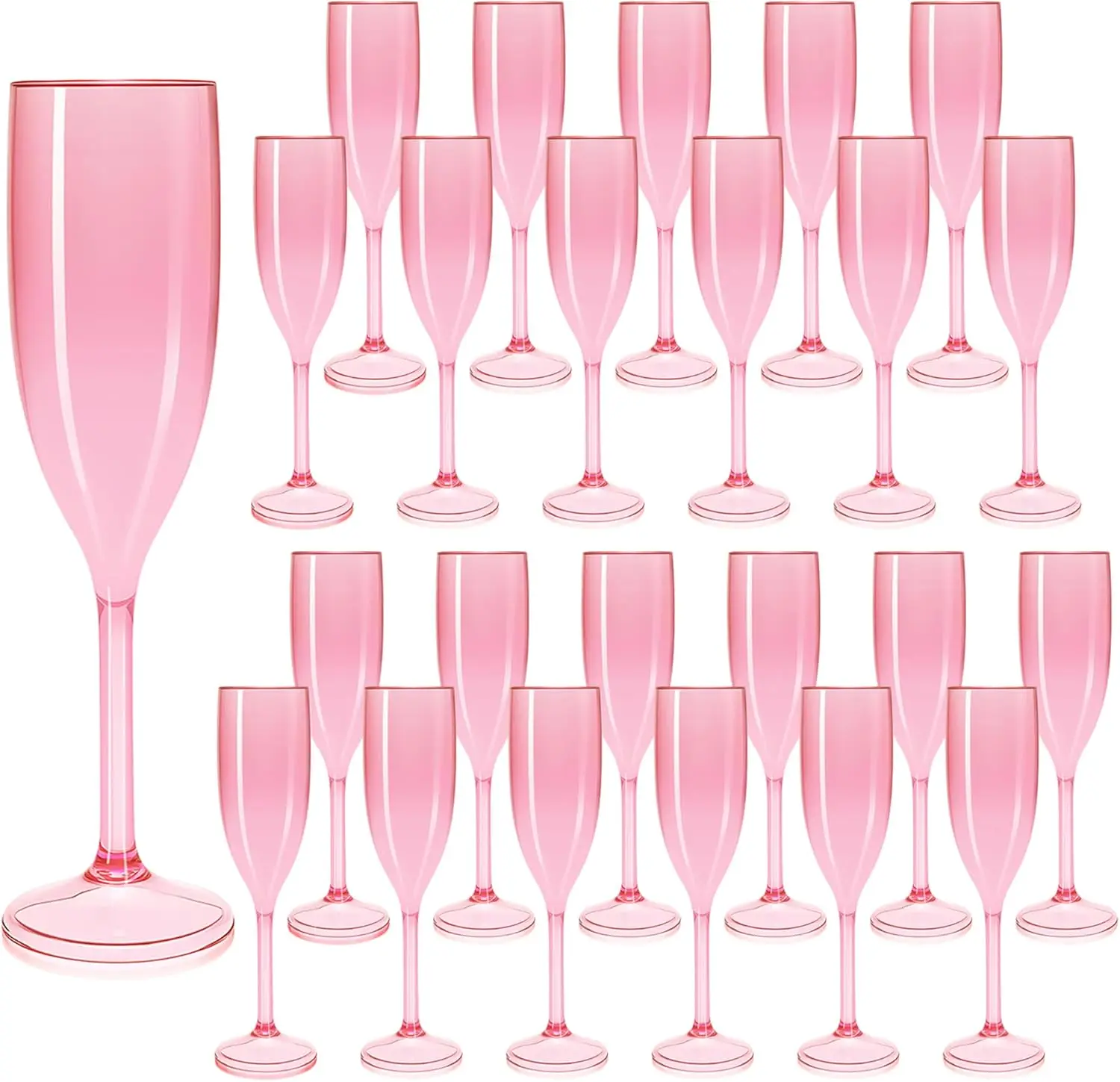 

Pink Champagne Flutes Set of 24, Shatterproof Plastic Goblets for Wedding, Christmas, Party, Mimosa Bar